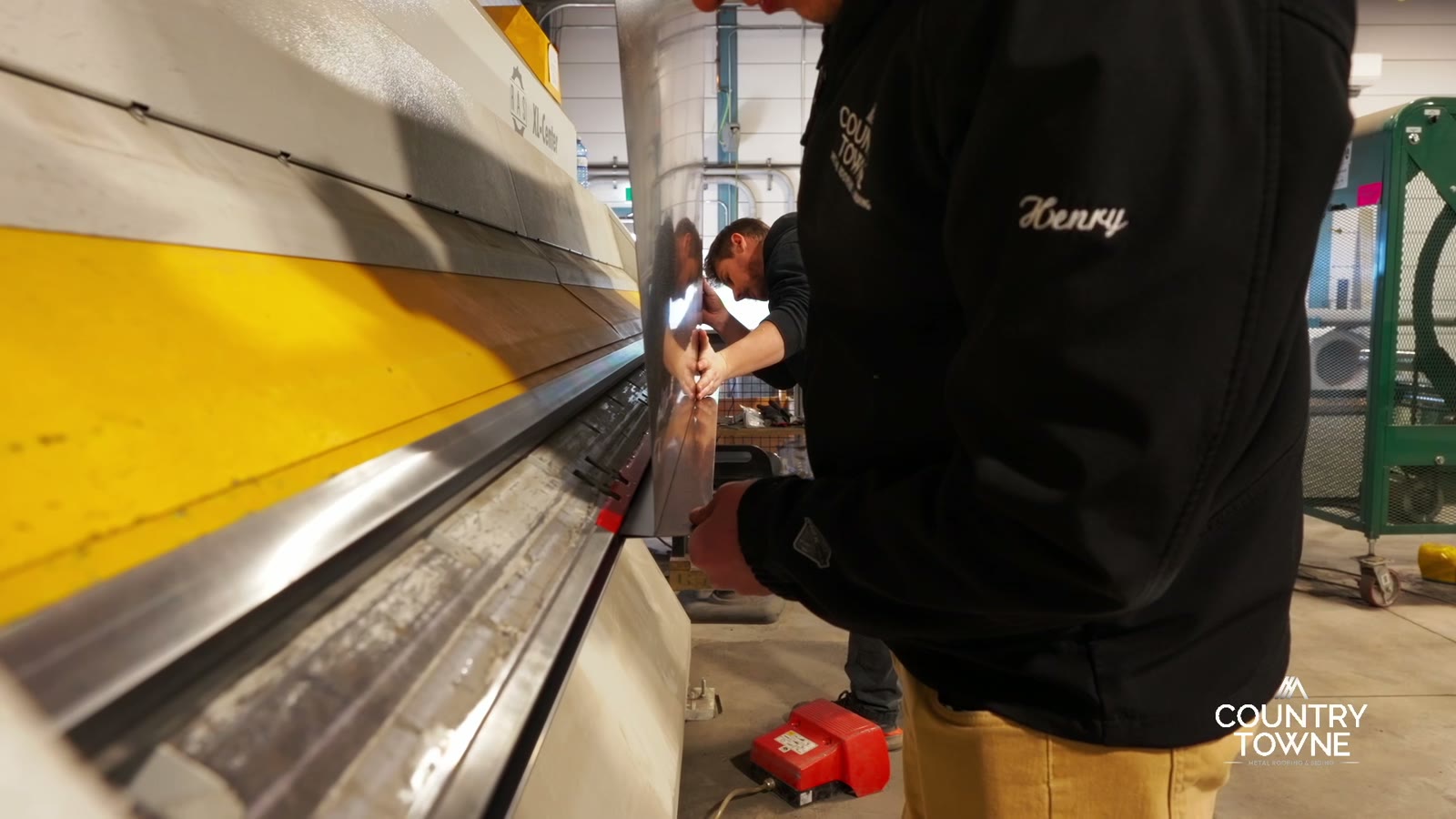 Custom metal trim being fabricated in the Country Towne trim shop