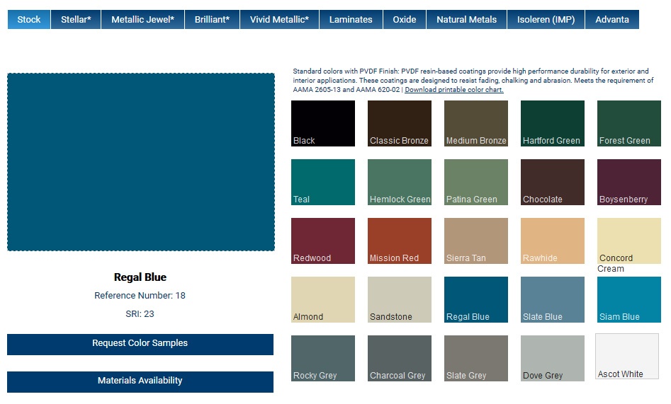 Steel Roofing Colour Chart