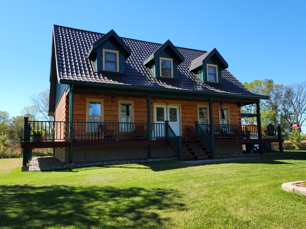 Metal Building Products on Timber Log Cabin