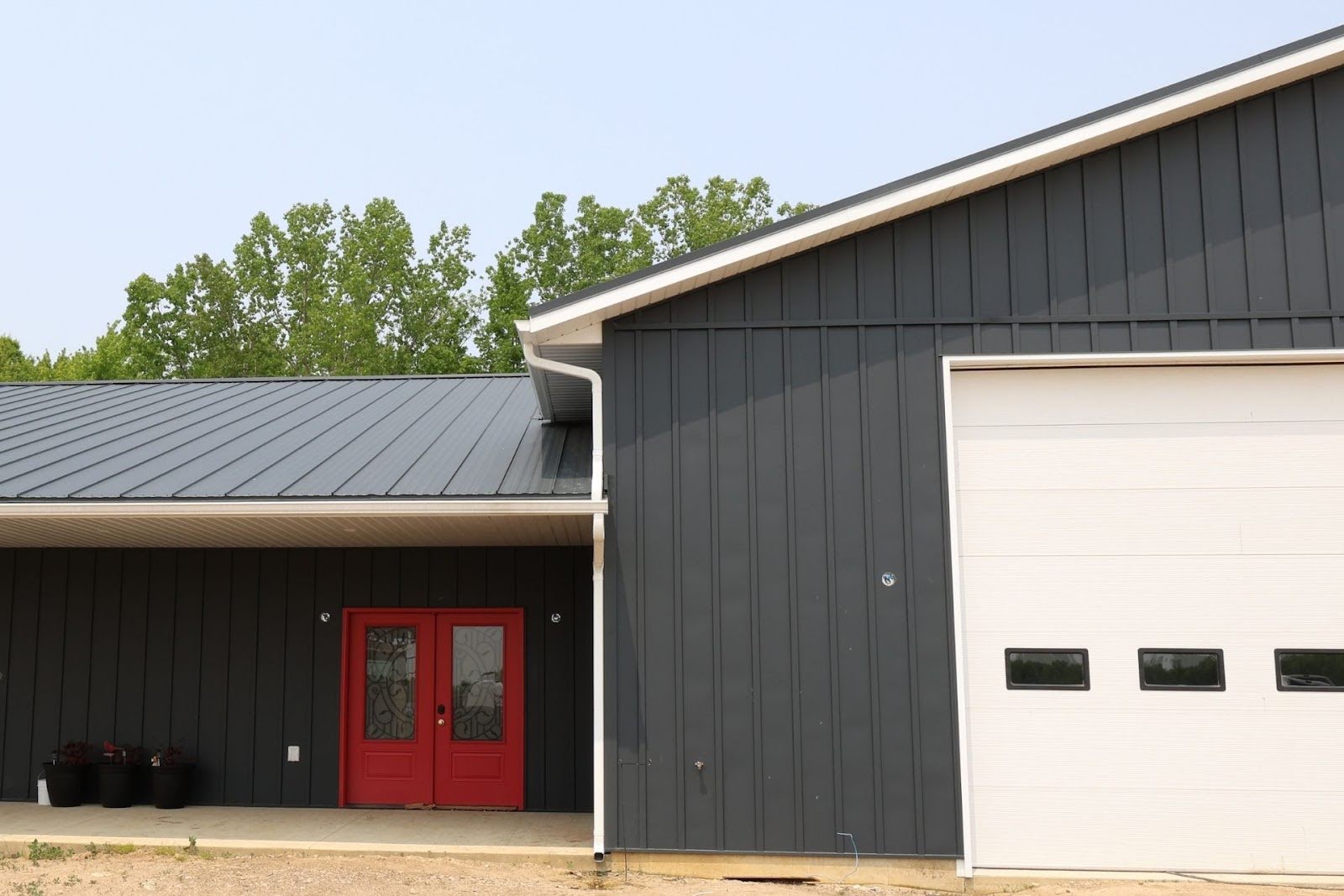 A building with a metal roof.