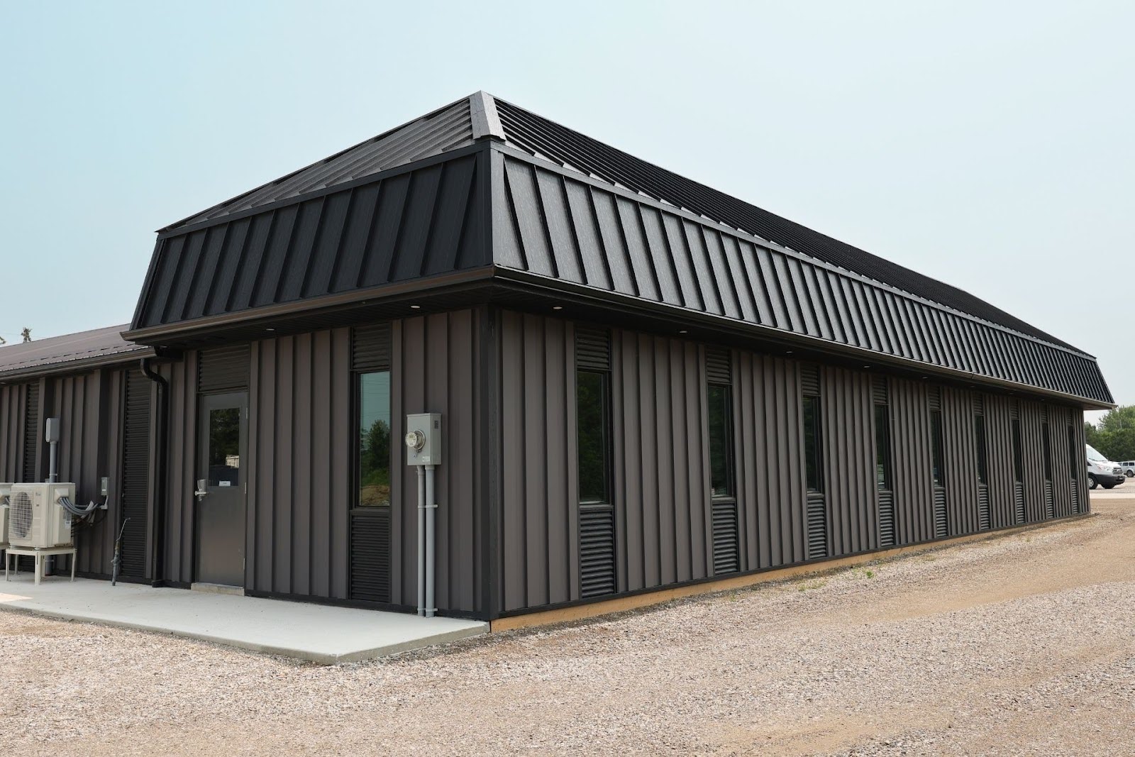 A commercial building with steel siding installed.
